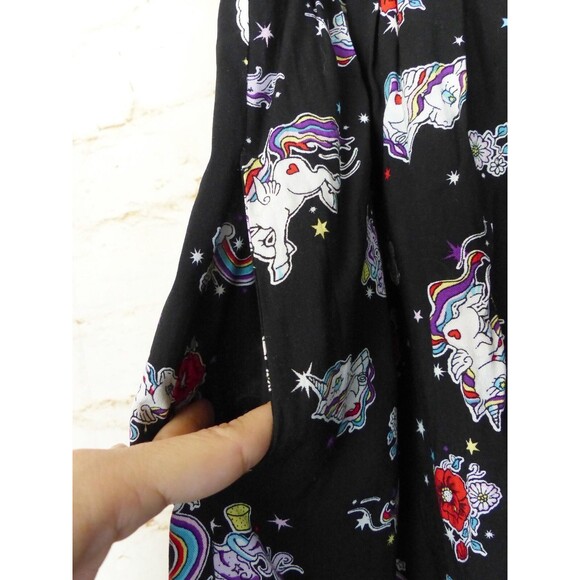 Hell Bunny Skirt Women XL Black Unicorn Rainbow 60s Mod Retro Kidcore Kawaii NWT - Picture 6 of 15